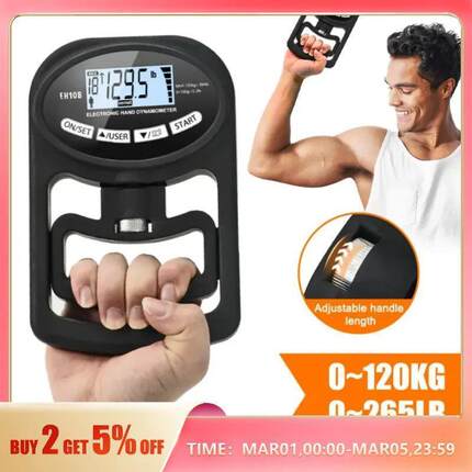Grip Srength Tester 265Lbs/120Kg Digital Hand Dynamometer Gr