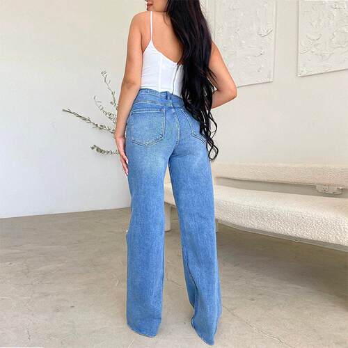 Ripped Baggy Jeans Woman Casual Loose High Waist Mom Jeans