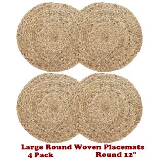 4 Pack Large Round Woven Placemats for Dining Table Kitchen