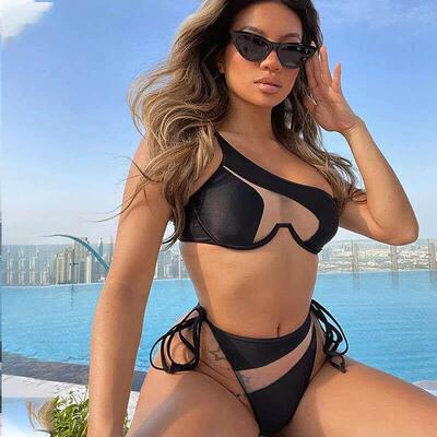 swimsuit steel Sexy color push-up two-piece solid mesh