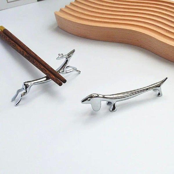 4 Pcs Cute Chopstick Holder Zinc Alloy Dachshund Chopstick