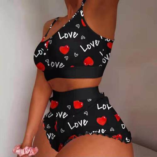 Fashion Lace Lace Sling Two Piece Homewear Pajamas