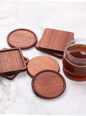 1PC Solid Walnut Wood Coaster Round Square Beech Wood Cup Ma