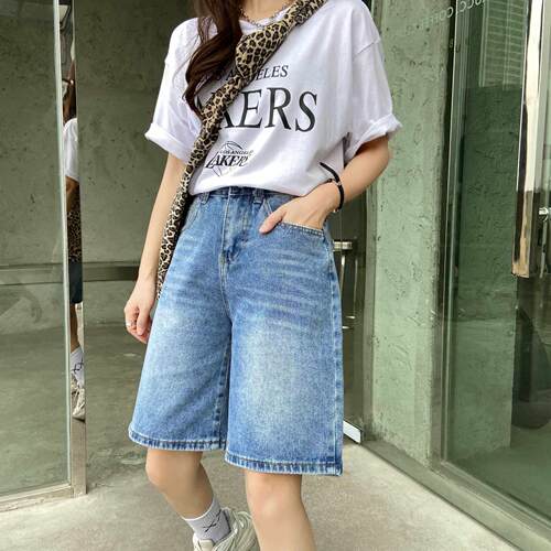 High Waist A- Shed Denim Shorts Women