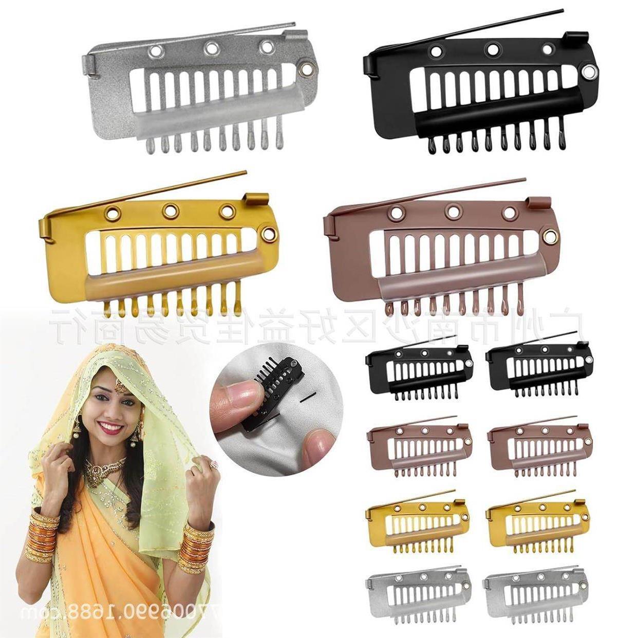 10 teeth hair extension clip with safety pin wig hair