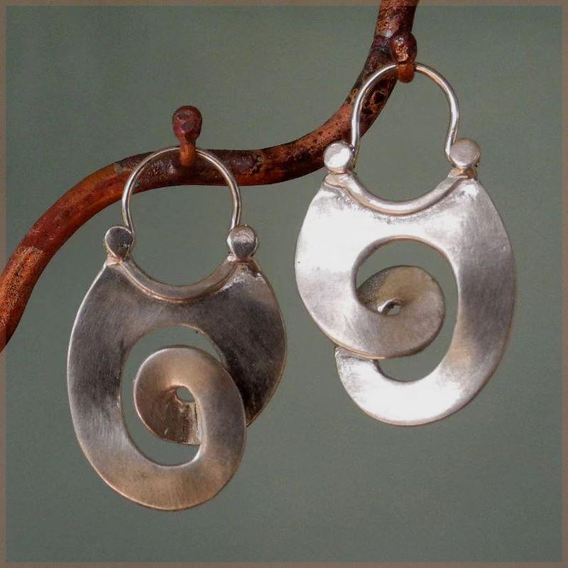 Gypsy Curl Metal Hoop Earrings for Women Jewelry Tribal
