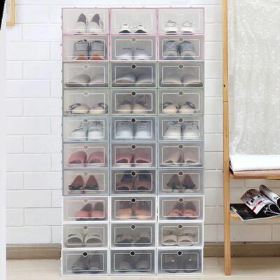 3PCS Transparent plastic shoe box Shoes cabinet鞋盒