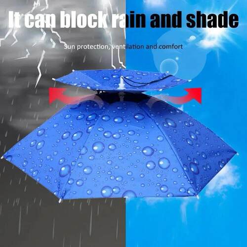 Foldable Outdoor Umbrella Hat Women Men Fishing Double Layer