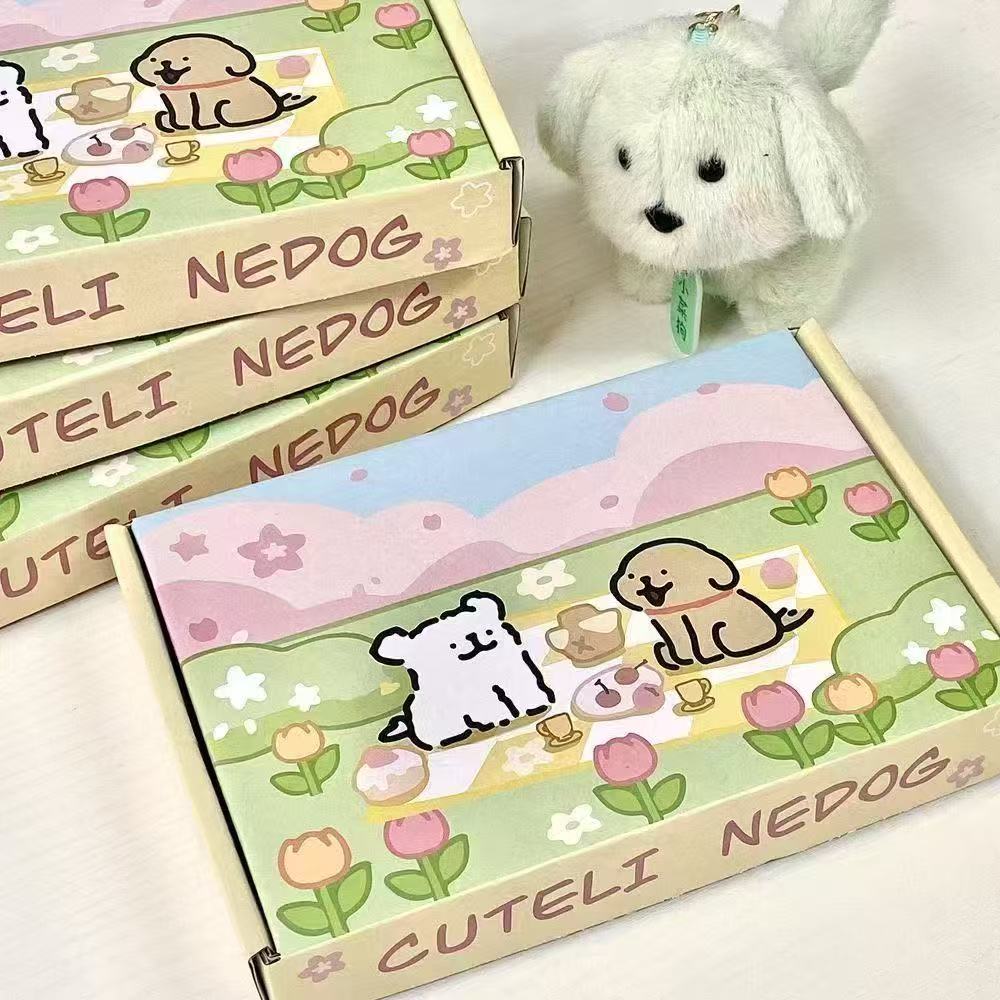 线条小狗飞机盒可爱卡通