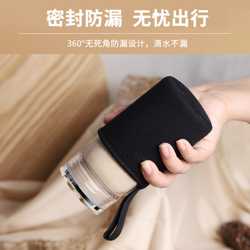 牛奶杯刻度玻璃水杯家用外带咖啡豆浆杯耐高温带盖杯子微波炉加热