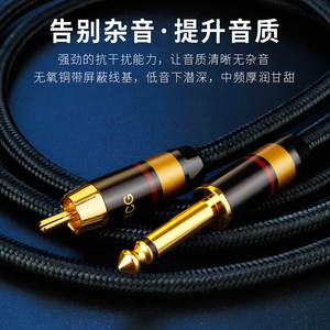 YYTCG 6.5转RCA发烧音频线双6.35转双RCA头 2对2莲花调音台音频线
