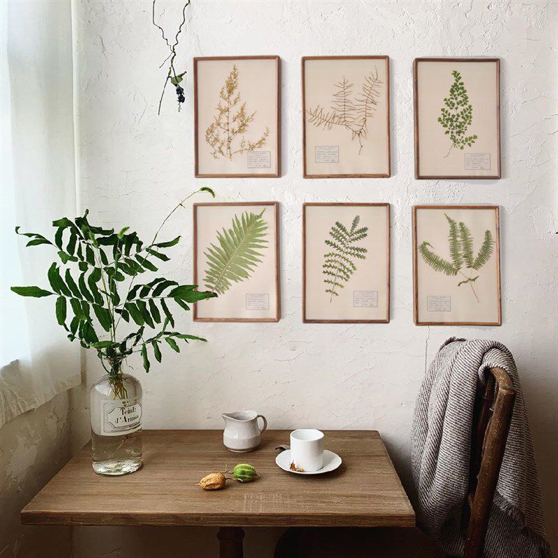 野地植物标本装饰画挂画照片墙手作复古花卉标本创意礼品实木画框