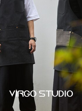 精选Virgos  拼色设计师高级感帆布咖啡店餐饮花艺烘焙集合店围裙