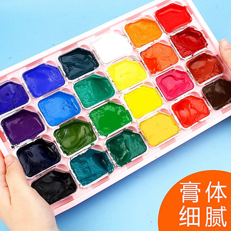 雅黛阿尼戈尼24色果冻水粉颜料套装48色画笔调色盘工具套装儿童小