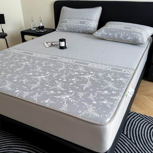 2025新款A类母婴级提花冰丝凉席三件套夏季可机洗软席子床单笠款