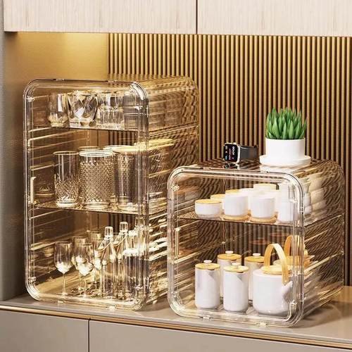 商思杯子收纳置物架放水杯咖啡杯架茶杯架子玻璃杯茶具防尘沥水盒