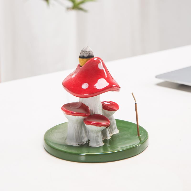 陶瓷倒流香炉创意蘑菇回流香炉熏香香氛茶道香道工艺品家用摆件