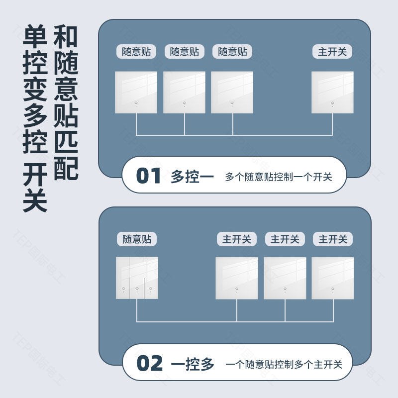 子母字母开关无线遥控家用双控免布线随意贴面板移位器移动改造