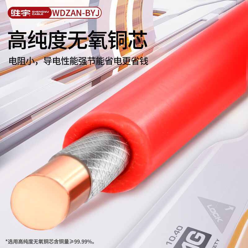 广东胜宇WDZAN-BYJ1.5 2.5 4 6平方低烟无卤阻燃耐火家装电线硬线
