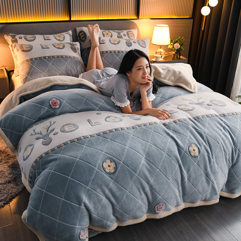 冬季天珊瑚绒被套单件双面牛奶法兰绒加绒加厚毛绒被罩200x230男