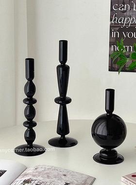 ins玻璃烛台摆件轻奢高档北欧家居饰品客厅桌面高级感装饰摆设