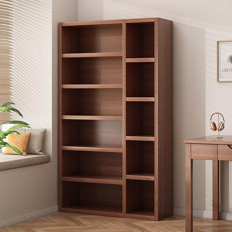 简易书架落地置物架一体靠墙转角书柜家用实木色柜子储物柜展示柜