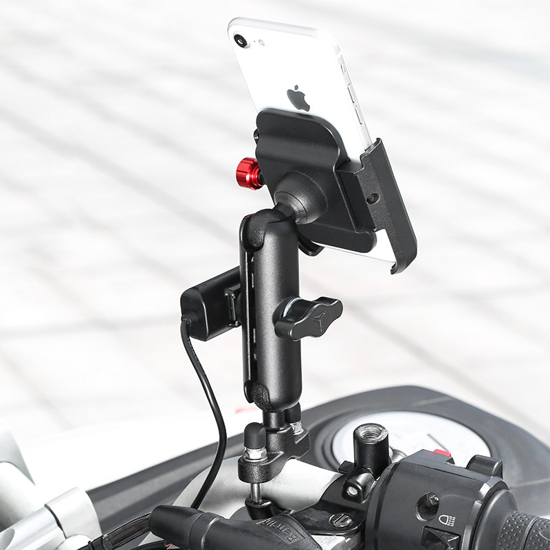 摩托车手机支架电动自行车外卖导航架铝合金骑行车载固定架可充电