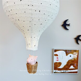 Favoria韩系ins布艺热气球儿童房挂件小夜灯空中吊饰生日橱窗布置