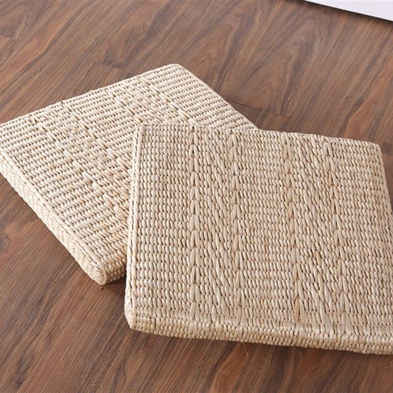 精选传统工艺手工蒲草编织加厚方形汽车坐垫榻榻米坐垫椅子垫子打