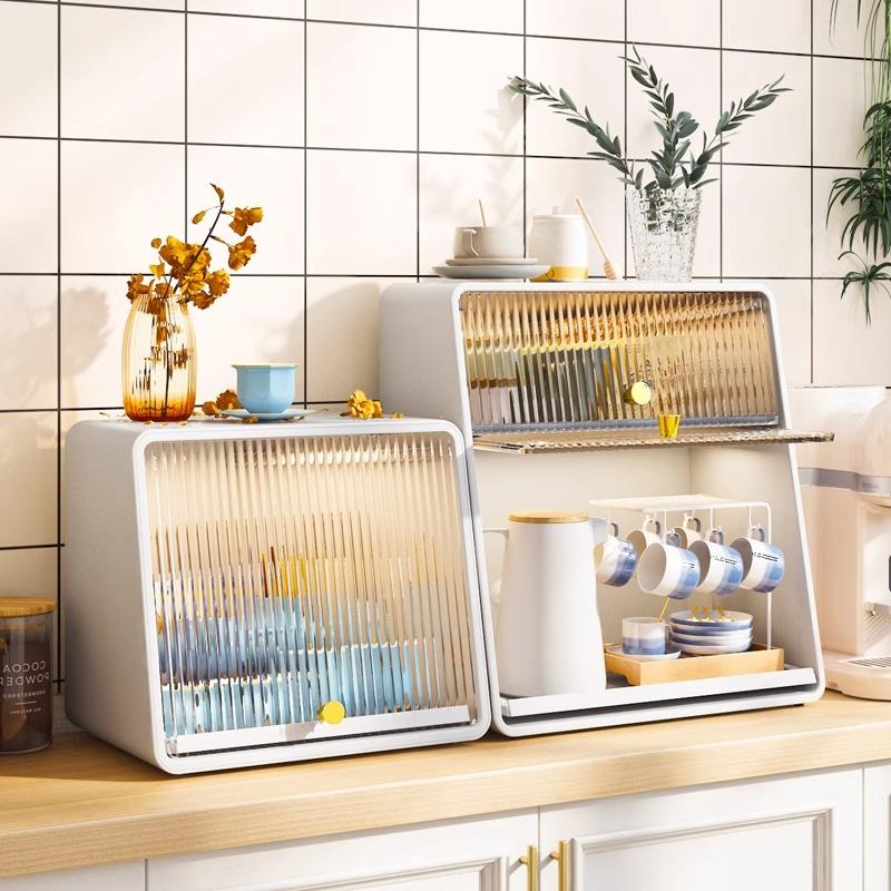 桌面杯子收纳盒办公室放茶具水杯置物架收纳柜厨房餐具防尘储物柜