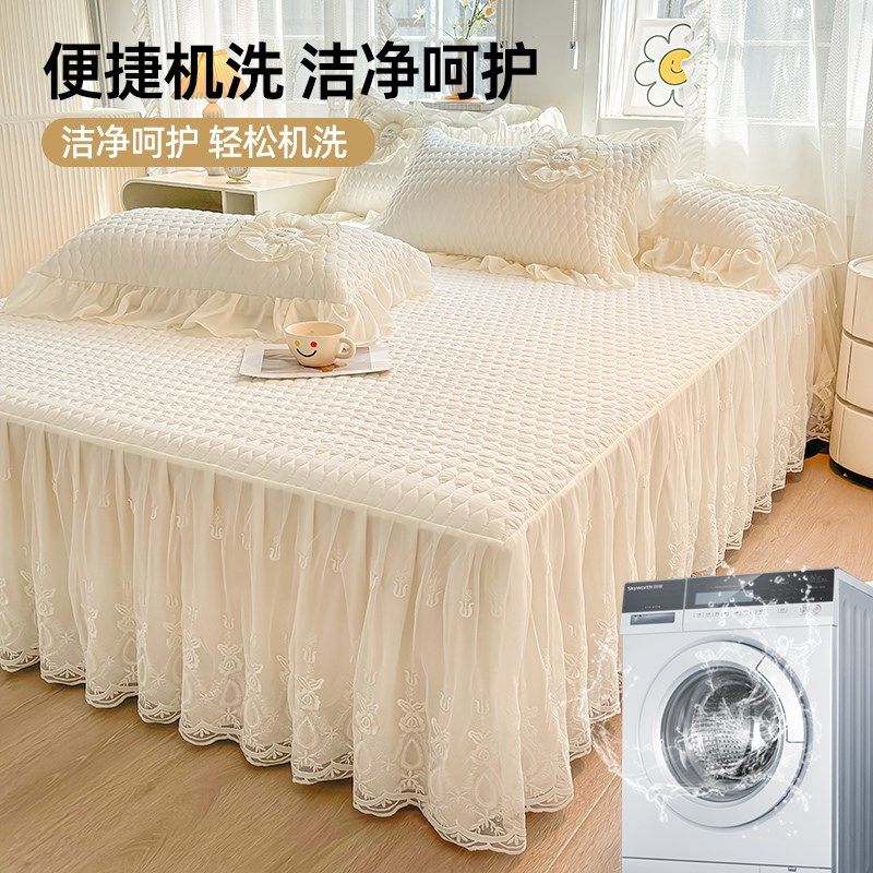 精选公主风水洗棉床裙四季通用全包床罩带裙边床裙罩三件套2024新,床上用品,床裙,淘宝优惠券,粉丝福利购,淘宝优惠卷