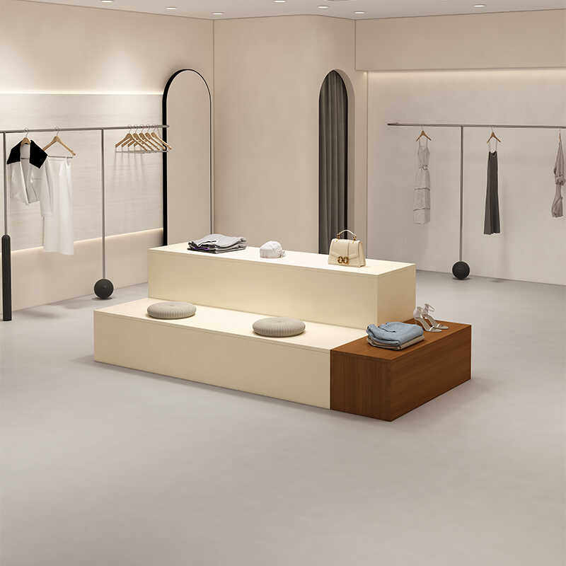服装店中岛桌简约现代展示桌收银柜台女装店铺流水台地台摆放展示