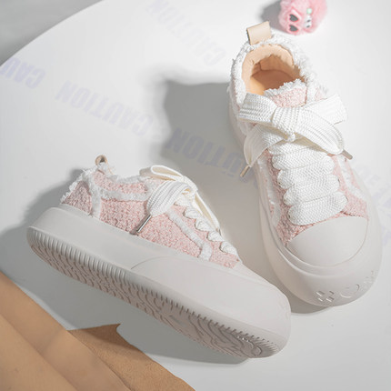 【汪苏泷同款】SOAP OPERA泡泡鞋厚底帆布鞋女增高鞋绒绒粉桃板鞋