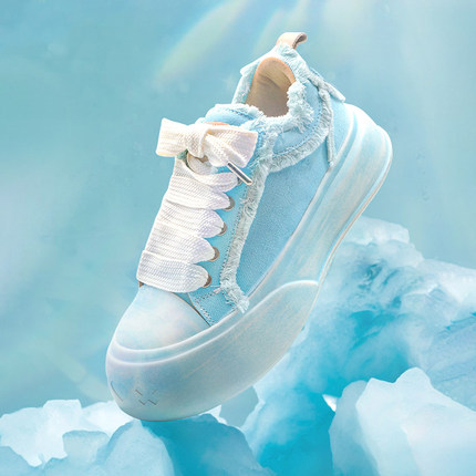 【汪苏泷同款】SOAP OPERA碎冰蓝泡泡鞋厚底帆布鞋内增高2024女