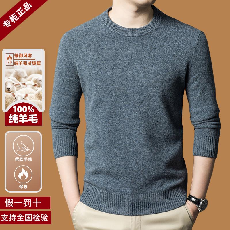 2025冬季加厚羊毛衫男100纯羊毛