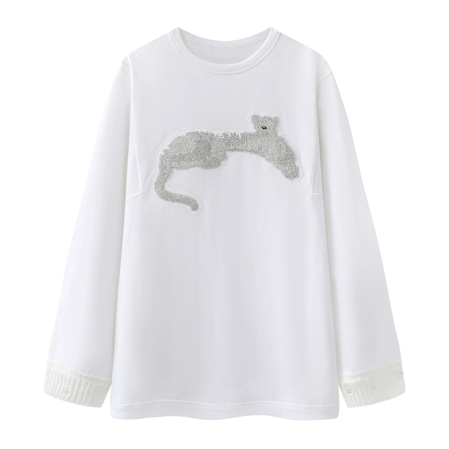 刺绣长袖宽松时尚百搭休闲T恤