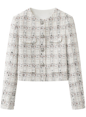 ariosea艾诺丝娃官方旗舰店2026春款圆领粗花呢短款外套BR101181