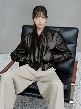 ariosea艾诺丝娃官方旗舰店2026春新款翻领时尚PU皮外套BR101122