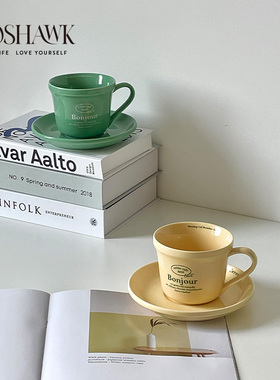 GOSHAWK咖啡杯碟套装高档精致陶瓷家用下午茶奶油色马克杯水杯子