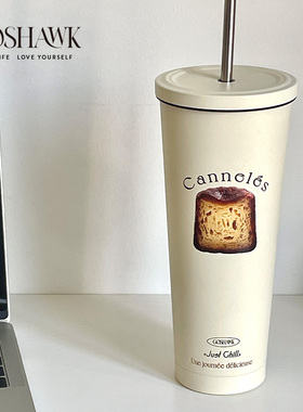 GOSHAWK保温杯大容量简约带吸管杯子女便携办公室304不锈钢水杯