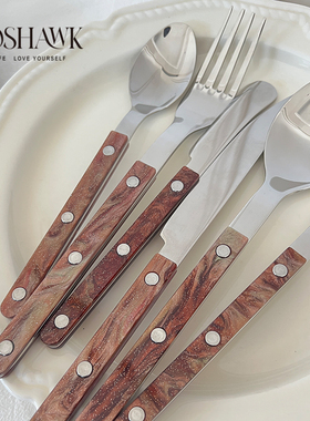 GOSHAWK牛排刀叉餐具西餐304不锈钢刀叉套装高级餐具三件套ins风