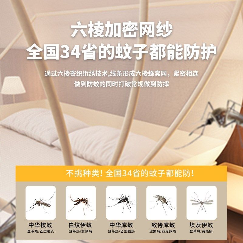 高睿2025新款蚊帐家用可折叠卧室免安装儿童蒙古包全罩式防蚊罩24