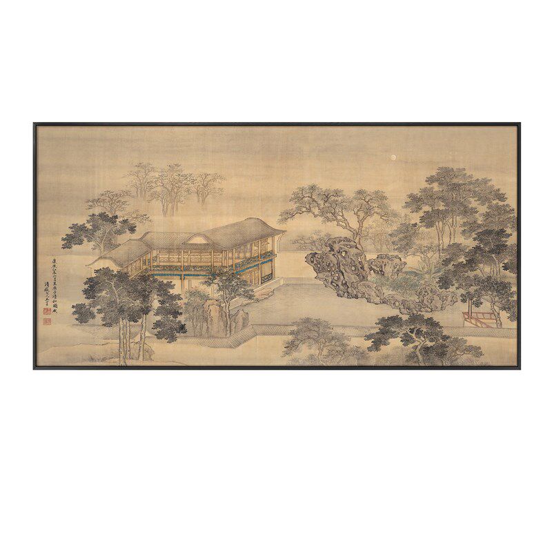 宋代美学四季山水图客厅背景墙挂画新中式饭店餐厅装饰画软装壁画
