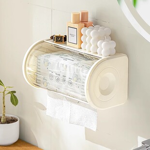 精选厨房纸巾架子专用倒挂抽纸盒悬挂免打孔纸挂杆壁挂式卷纸挂架