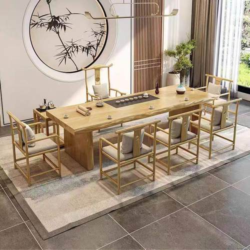 办公室茶桌椅组合套装实木大板简约现代新中式禅意功夫客厅泡茶台