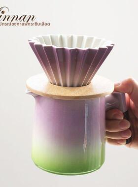 Minnan皿喃釉下彩渐变色手冲咖啡分享壶折纸滤杯色彩感官品鉴杯