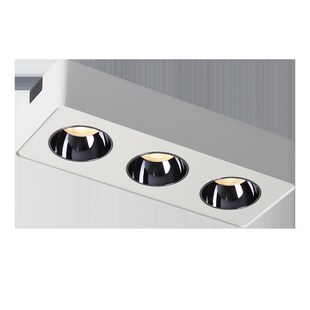 精选超薄三头明装筒灯方形卧室客厅无主灯防眩光吸顶式格栅斗胆灯