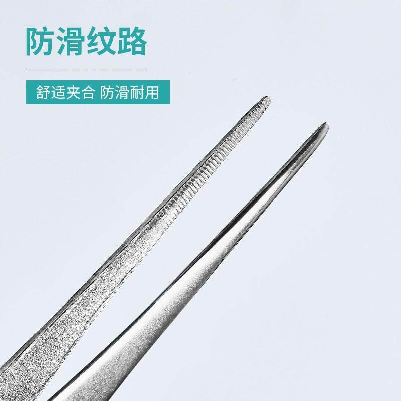 镊子不锈钢消毒工具外科换药医美有齿防滑加厚弯头直头家用夹子