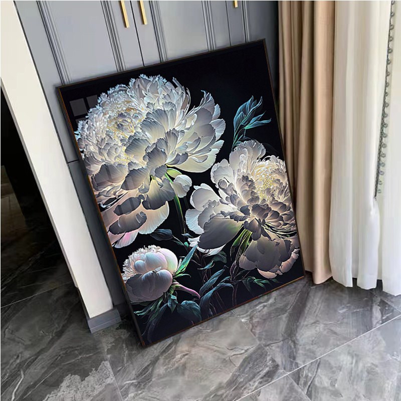 高级感夜光牡丹钻石画2025新款5d十字绣点钻砖石贴画手工diy带框