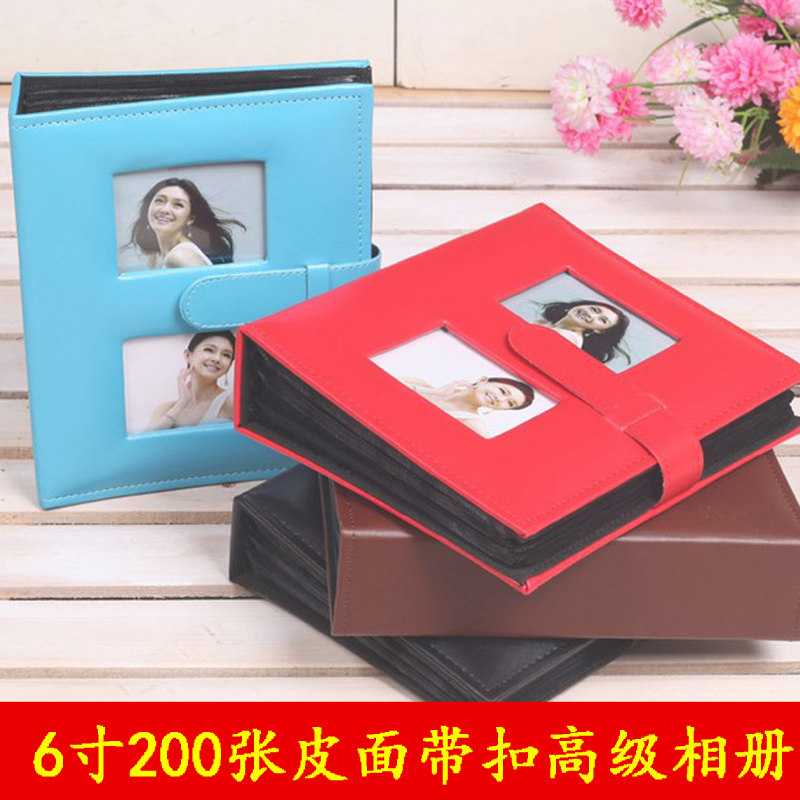 照片4R6寸200张皮面带扣6寸200张装精品相册礼品 包邮  洗照片册